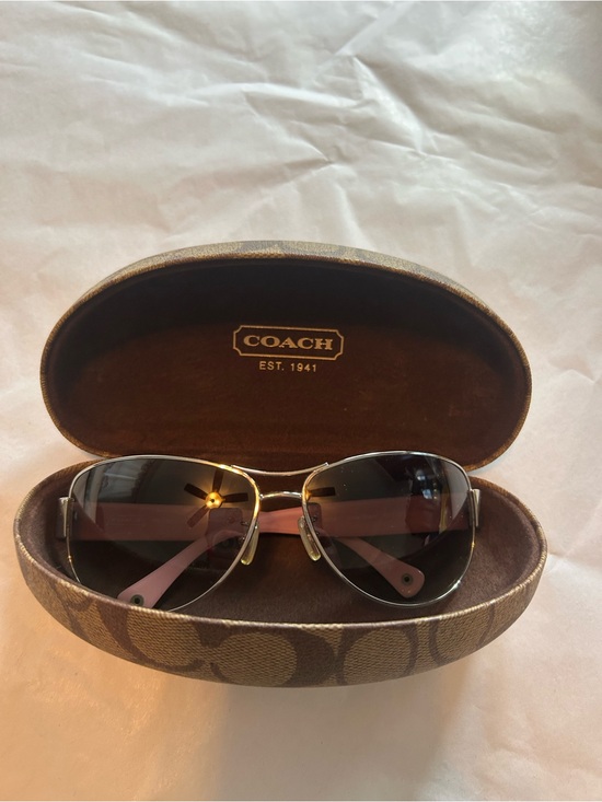 Coach HC7001 Taylor sunglasses ladies silver frame and pink temples main image 4